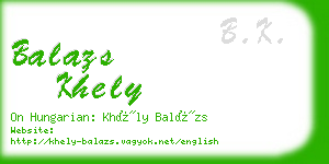 balazs khely business card